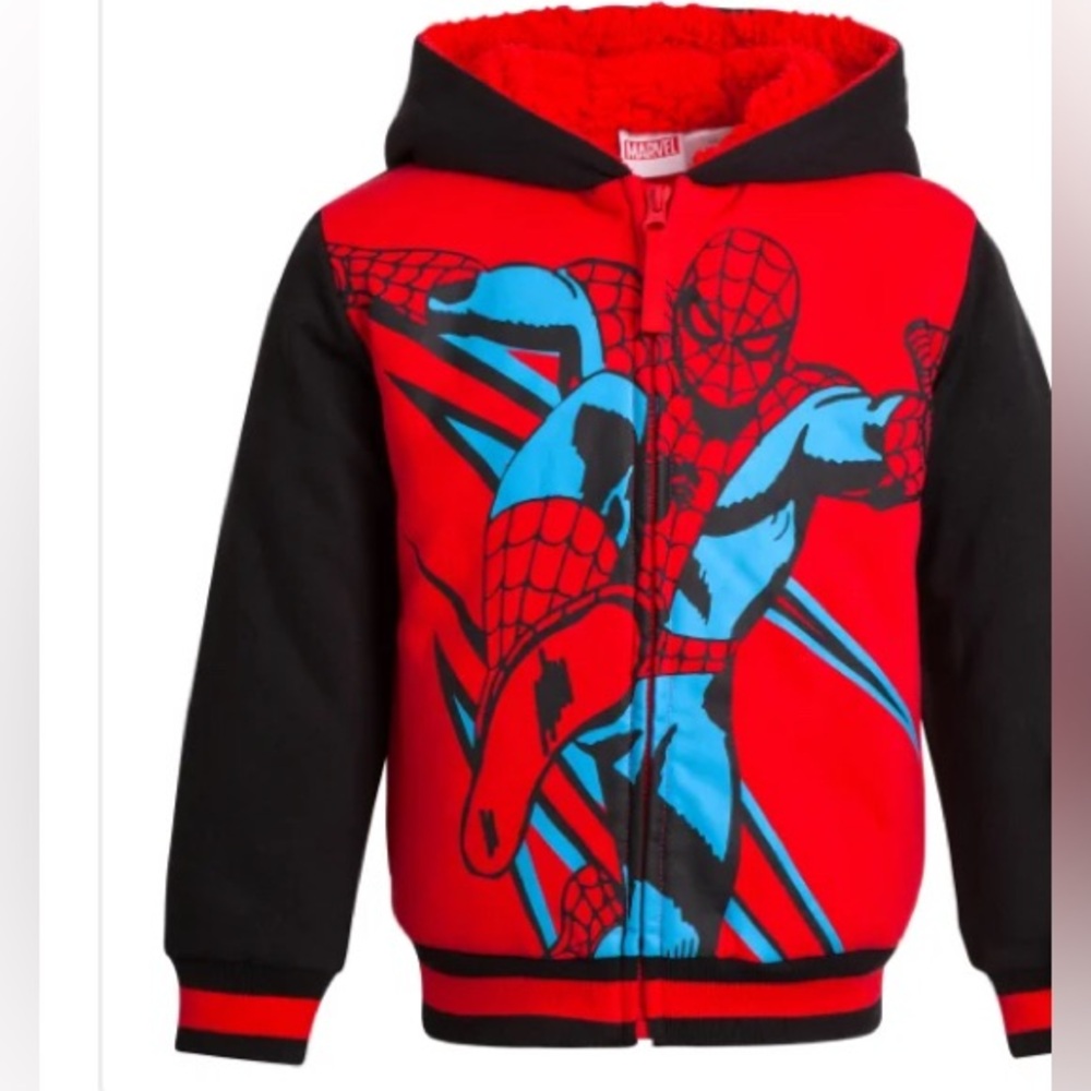 NWT Marvel Spider-Man Boys Plush lining Zipper Hoodie Warm Cozy Pockets 5T